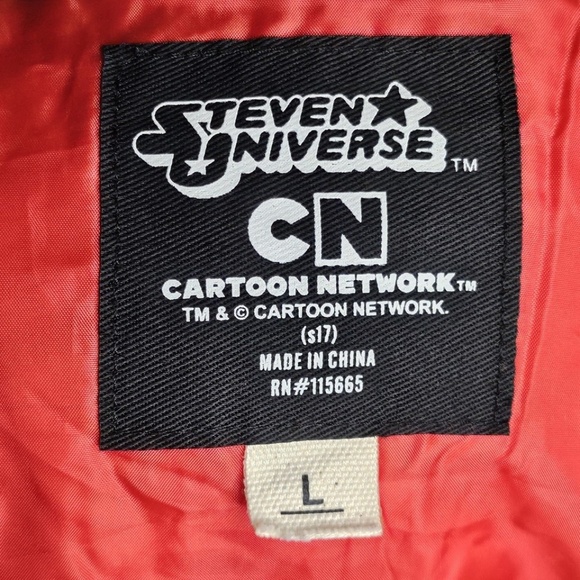 Cartoon Network Red Steven Universe Varsity Snap Hoodie Jacket Cheeseburger L - Picture 12 of 14